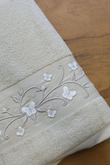 Premium Floral Embroidery Bath Towel – Pastel stella