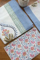 Bedsheets - King percale cotton handblock soft lily bedsheets