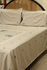 Premium Cross stitch Embroidery Cotton King Size Bedspread Set