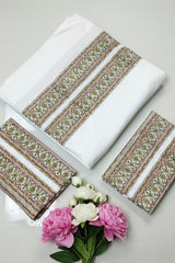 Bedsheets - King handblock white lily bedsheets percale cotton