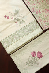 Bedsheets - King percale cotton handblock white lily bedsheets