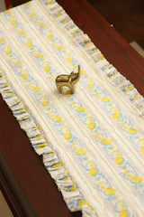 Onam Handblock Table Runner with Ruffled Edges - 4 seater