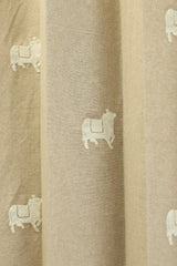 Curtains - jute beige opaque embroidery curtains