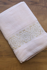 Premium Floral Embroidery Bath Towel – Pastel stella