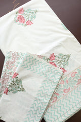 Bedsheets - King percale cotton handblock soft lily bedsheets