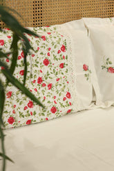Premium Cross stitch Embroidery Cotton King Size Bedspread Set Cottage collections 1