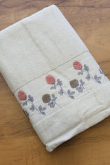 Premium Floral Embroidery Bath Towel – Pastel stella