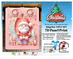 King size 7D Panel Print Bedsheet Set Xmas Edition