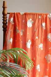 Fabrics - Mul Chanderi Embroidery fabric burnt orange