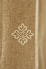 Curtains - jute beige opaque embroidery curtains