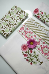 Bedsheets - King percale cotton handblock soft lily bedsheets