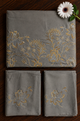 Bedsheets - Premium King Machine embroidery Soft cotton bedsheets(warm brown)
