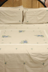 Premium Cross stitch Embroidery Cotton King Size Bedspread Set