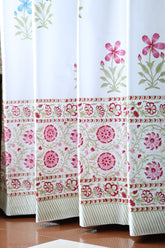 Curtains - Handblock printed curtains white base