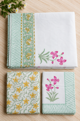 Bedsheets - King Percale cotton handblock print bedsheets