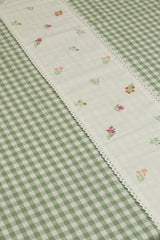 Table cloth - Check embroidery (6Seater-Green)