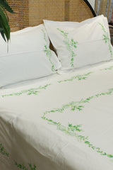 Premium Hand Embroidery Cotton King Size Bedsheet Set with 2 Pillow Covers HEK