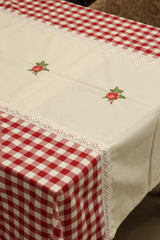 Table cloths - 8 Seater cross stitch embroidery Red check