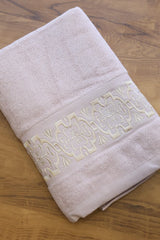 Premium Floral Embroidery Bath Towel – Pastel stella