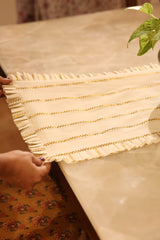 Onam Striped Table Runner with Ruffled Edges - 4 seater