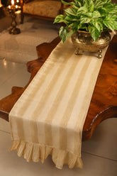 Onam Striped Table Runner with Ruffled Edges - 8 seater