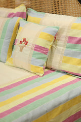 Pastel Stripe Premium Embroidery Cotton King Size Bedspread Set Cottage collections 3