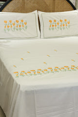 King Size Premium Machine Embroidery Bedsheet Set with 2 Pillow Covers (108x108")