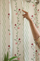 Curtains - English Floral series opaque curtains white colour base