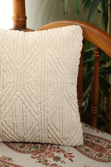 Off-White Diamond Geometric Tufted Cushion Cover