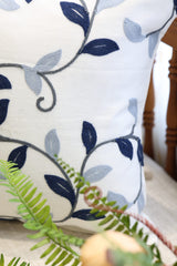 Navy Blue & Grey Vine Embroidered Cushion Cover - Pre booking