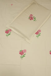 Bedsheets - single premium machine embroidery White bedsheets