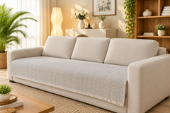 Sofa protector ( meter per) description embroidery(Colour: Silver)
