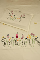 Bedsheets - single premium machine embroidery White bedsheets