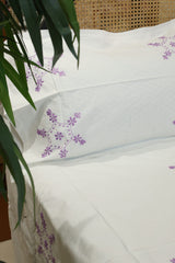 Premium Hand Embroidery Cotton King Size Bedsheet Set with 2 Pillow Covers HEK