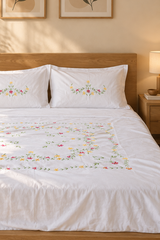 King Size Premium Machine Embroidery Bedsheet Set with 2 Pillow Covers (108x108)