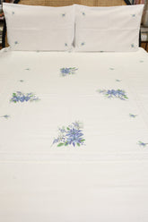 Bedsheets - Queen premium cross stitch embroidery bedsheets