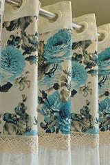 Curtains:Floral printed sheer curtains