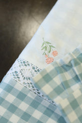 Check Floral Embroidery Bedspread bed sheet