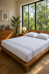 Bedsheets - King Premium machine embroidery bedsheets Sansaar : The White Collection