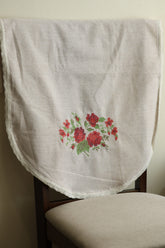 Floral Cross Stitch Embroidered Sofa Back / chair back Cover Set 3+1+1