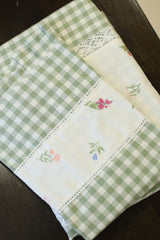Check Floral Embroidery Bedspread bed sheet