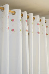 Curtains : Premium designer cross stitch embroidery curtains pure white colour