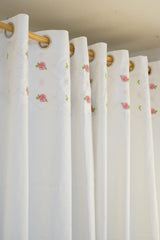 Curtains : Premium designer cross stitch embroidery curtains pure white colour