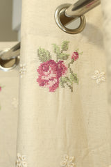Curtains - Cross stitch embroidery opaque curtains lattice rose Prebooking