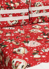 Bedsheets - Queen Premium check floral embroidery bedsheet Xmas theme edition