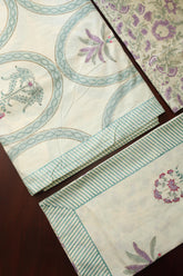 Bedsheets - King percale cotton handblock white lily bedsheets