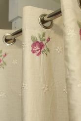 Curtains - Cross stitch embroidery opaque curtains lattice rose Prebooking
