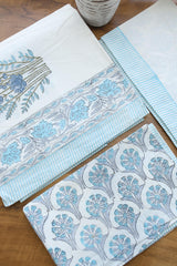 Bedsheets - King percale cotton handblock soft lily bedsheets