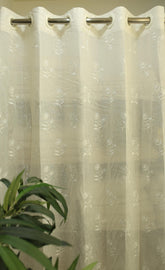 Curtains -Premium embroidered sheer curtain white colour (lightening difference )