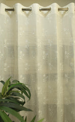 Curtains -Premium embroidered sheer curtain white colour (lightening difference )